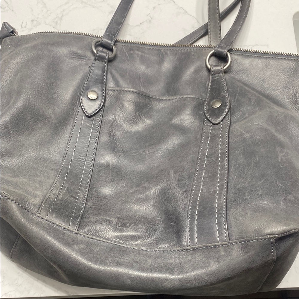 Frye Gray Leather Shoulder Bag